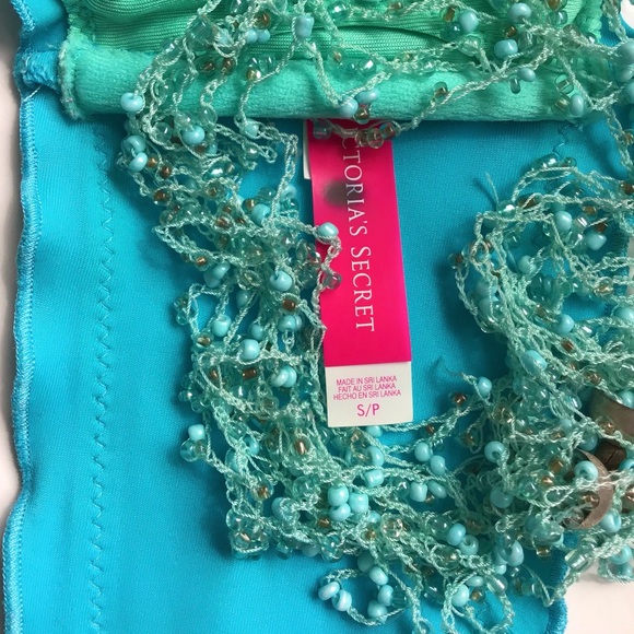 Victoria’s Secret Turquoise Blue Ruffled Halter Bandeau Bikini Top With Straps - Picture 8 of 9